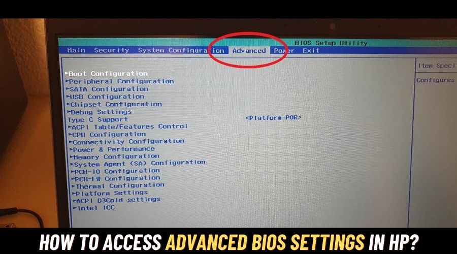 How to access Advanced BIOS Settings In HP?